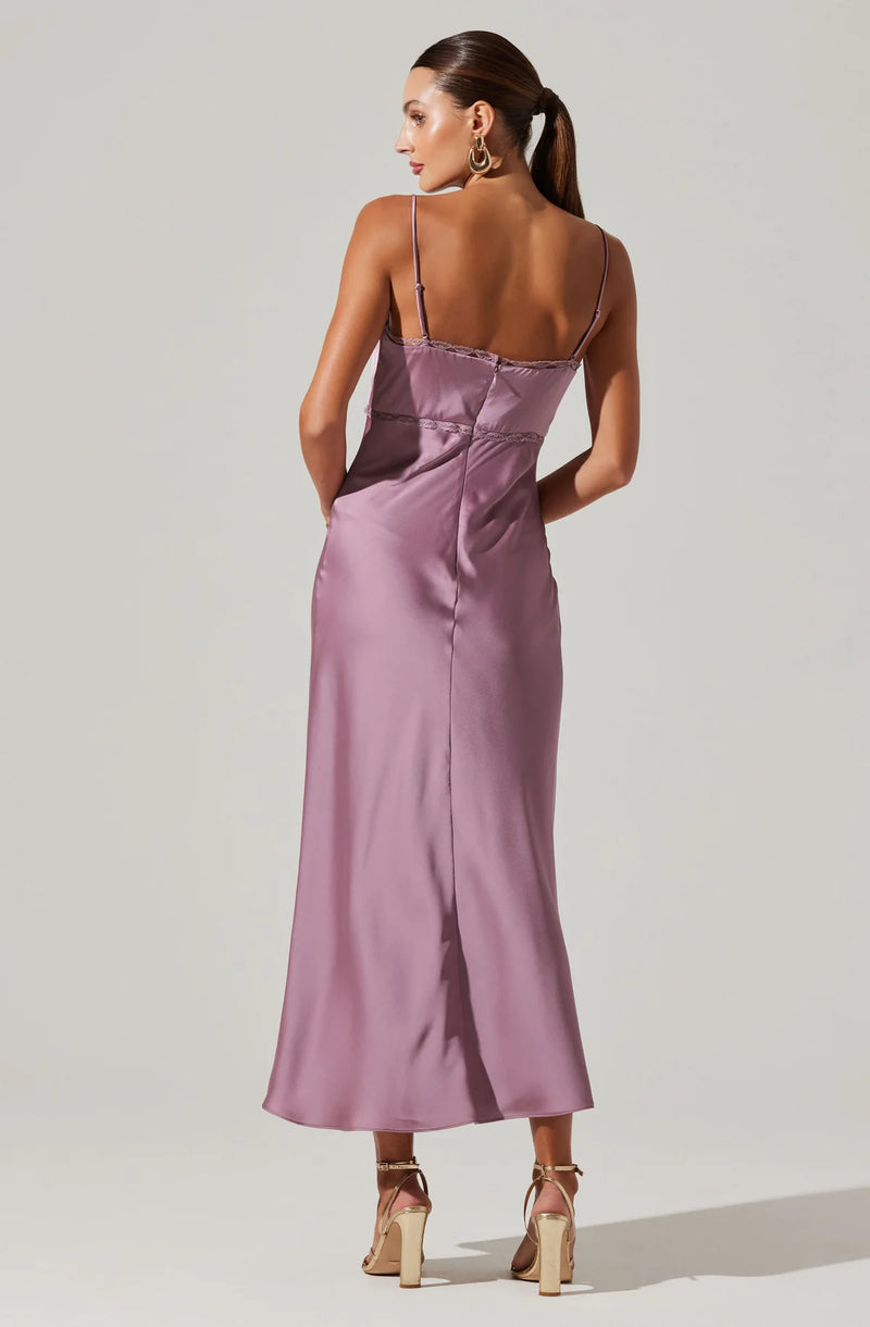 Vestido maxi de satin morado