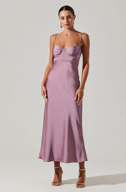 Vestido maxi de satin morado