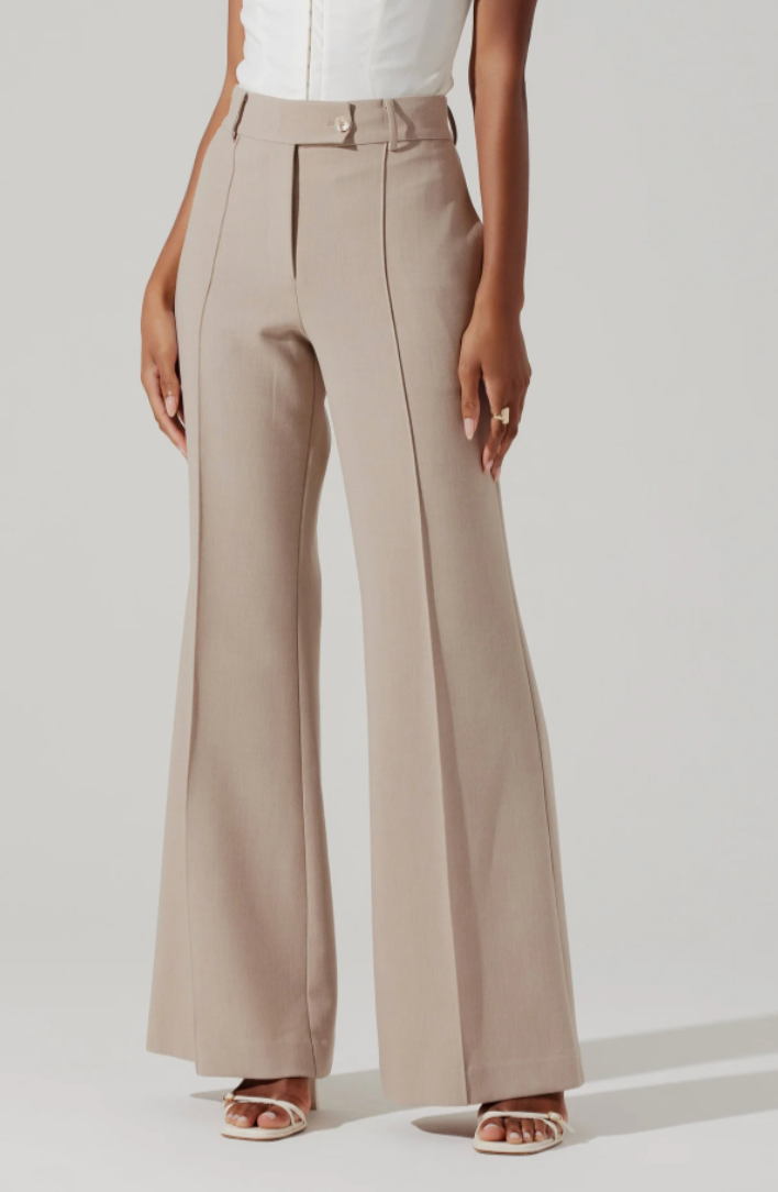 Pantalones acampanados high-waisted color taupe - ICONYWEAR