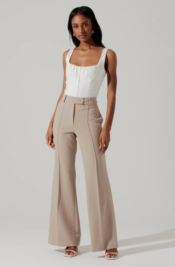 Pantalones acampanados high-waisted color taupe - ICONYWEAR