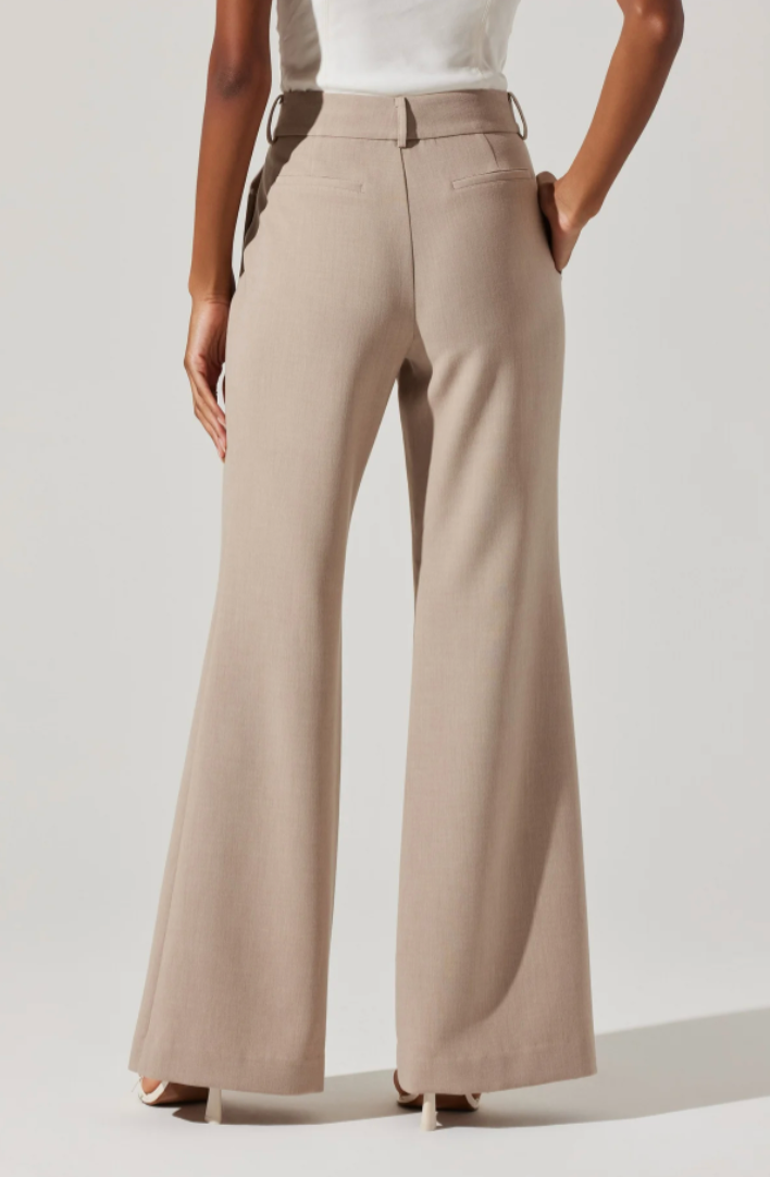 Pantalones acampanados high-waisted color taupe - ICONYWEAR