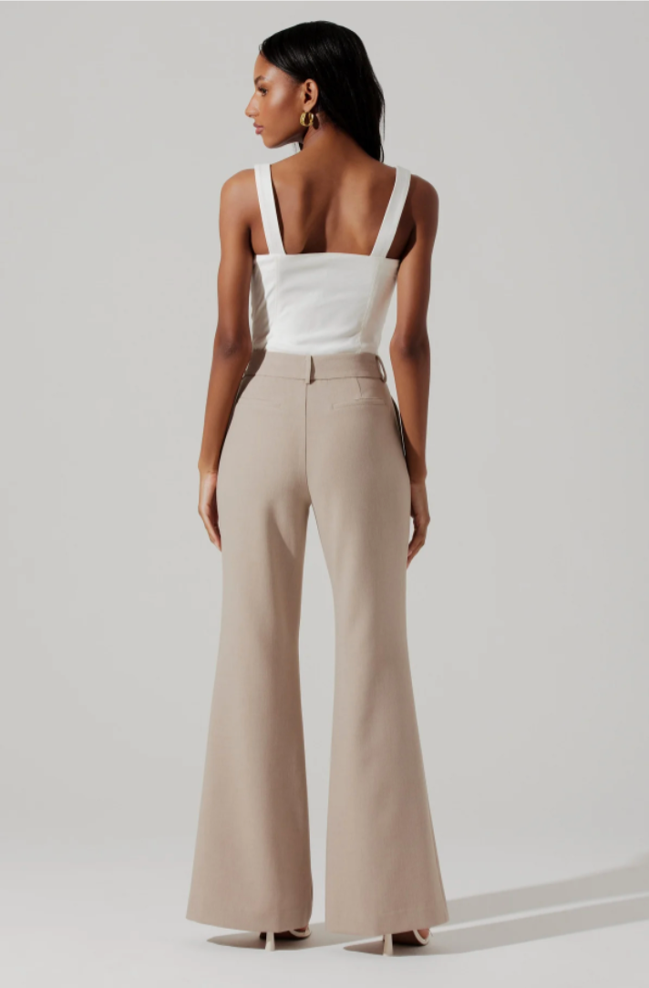 Pantalones acampanados high-waisted color taupe - ICONYWEAR