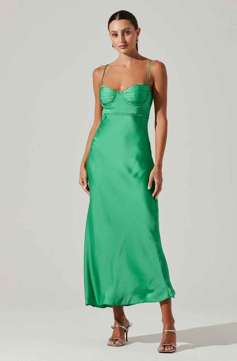 Green satin maxi hotsell