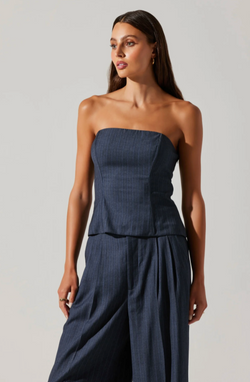 Top strapless azul ajustable por la espalda - ICONYWEAR