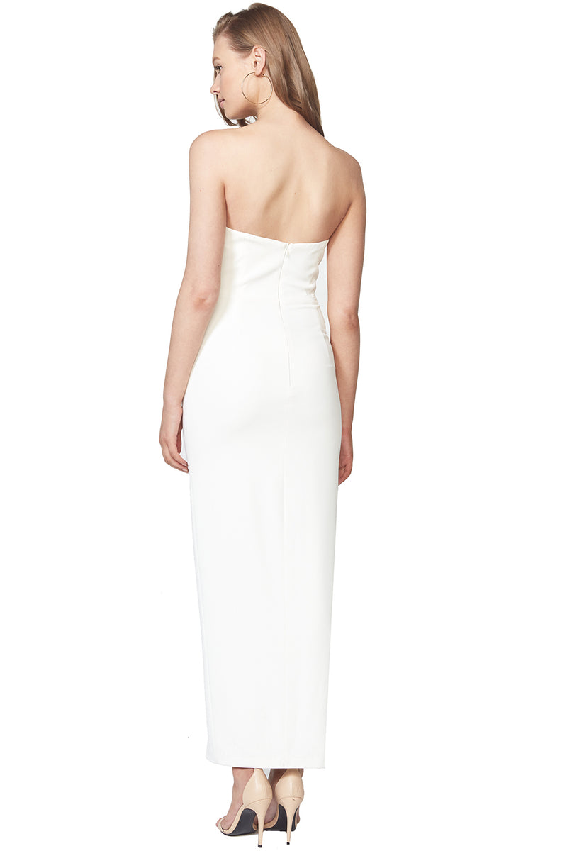 Vestido blanco strapless maxi - ICONYWEAR