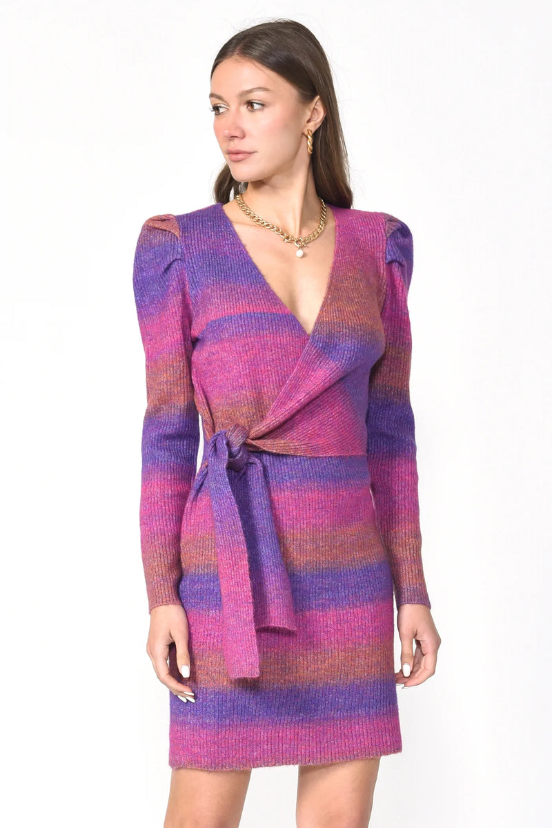 Vestido cruzado tela sweater - ICONYWEAR