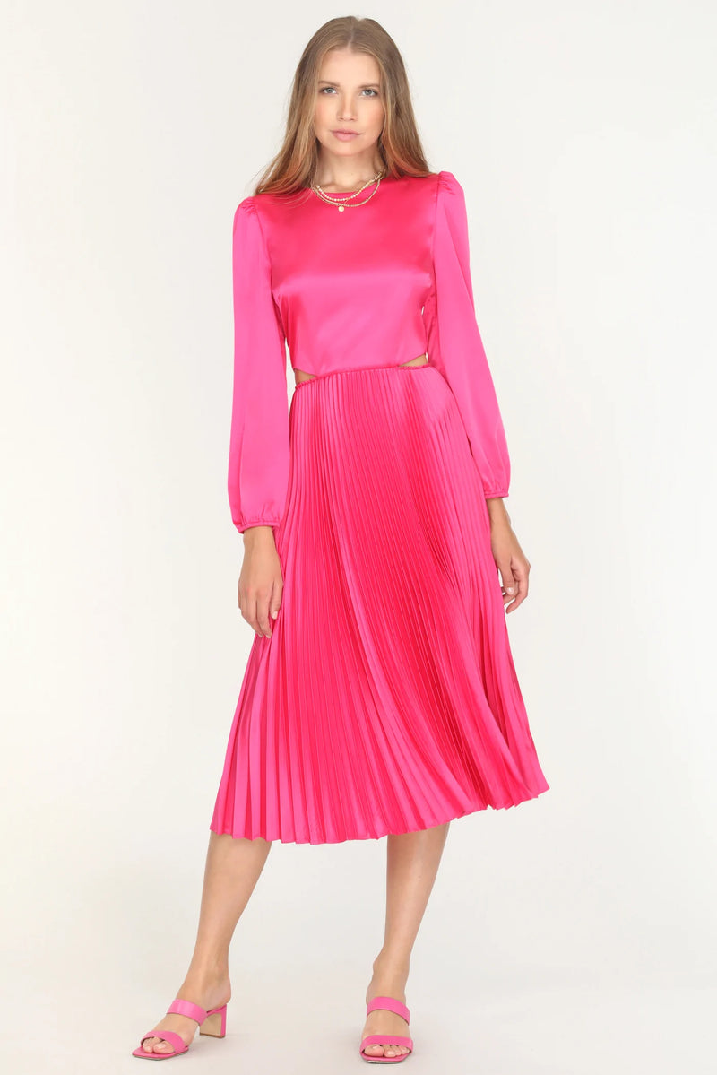 Vestido Plisado con aberturas color rosado - ICONYWEAR