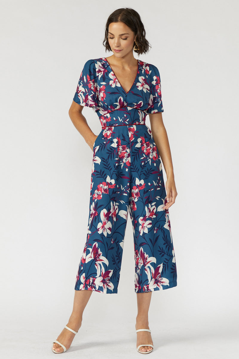 Jumpsuit azul con estampado floral - ICONYWEAR