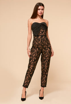 Jumpsuit de encaje con moño negro - ICONYWEAR