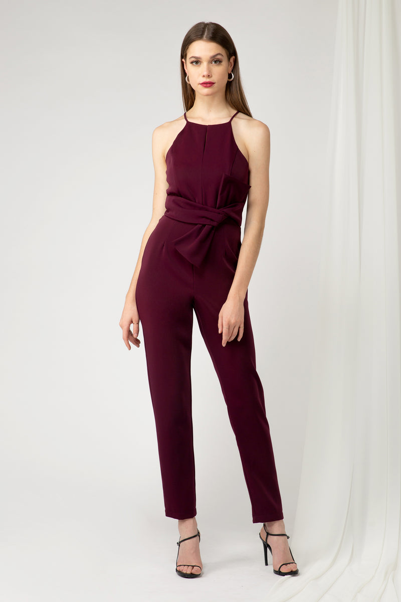 Jumpsuit halter color vino - ICONYWEAR